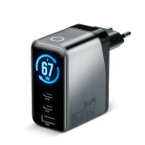 Caricabatterie GaN 1 x USB 2 x USB-C Quick Charge 4+ 67W nero