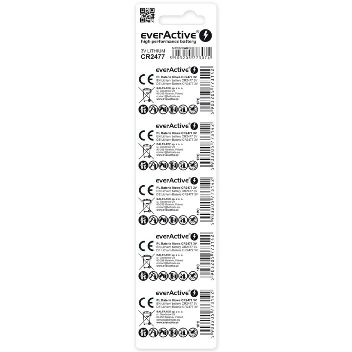 Batteria al litio everActive CR2477 - blister 5 pz.