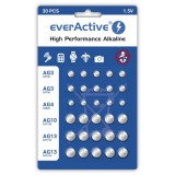 Set batterie alcaline mini everActive 10 x G3 / LR41 5 x G4 / LR626 5 x G10 / LR1130 10 x G13 / LR1154