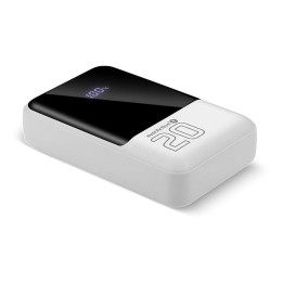 Powerbank 20 000mAh 2x USB 1x USB-C 22 5W QC4+ LCD screen bianco