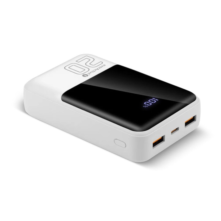 Powerbank 20 000mAh 2x USB 1x USB-C 22 5W QC4+ LCD screen bianco