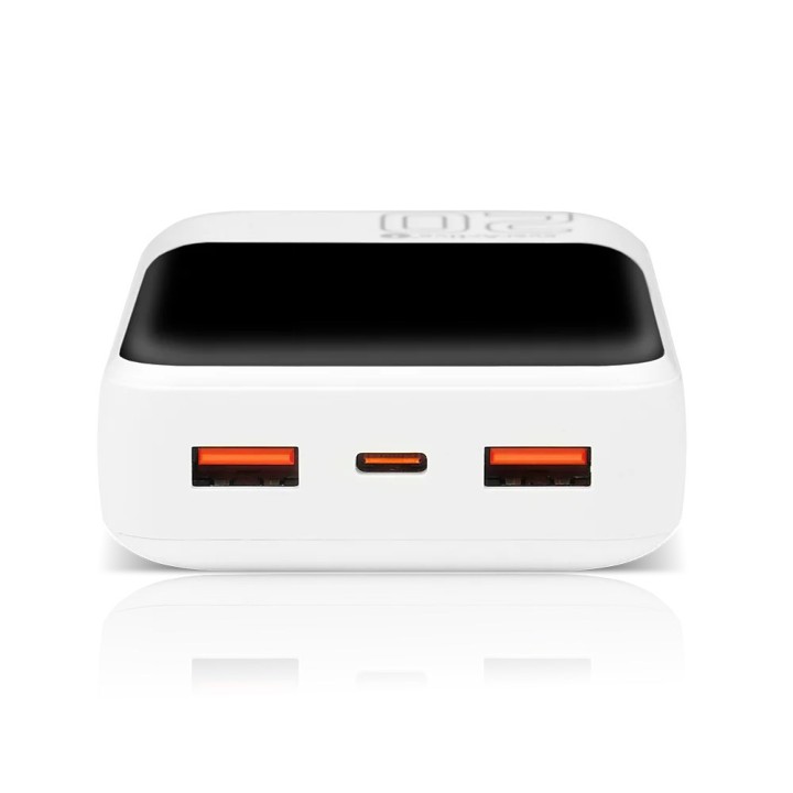 Powerbank 20 000mAh 2x USB 1x USB-C 22 5W QC4+ LCD screen bianco