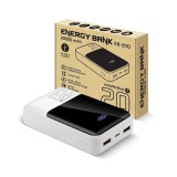 Powerbank 20 000mAh 2x USB 1x USB-C 22 5W QC4+ LCD screen bianco
