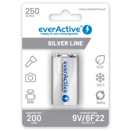 Batterie ricaricabili everActive Ni-MH 6F22 9V 250 mAh Silver Line