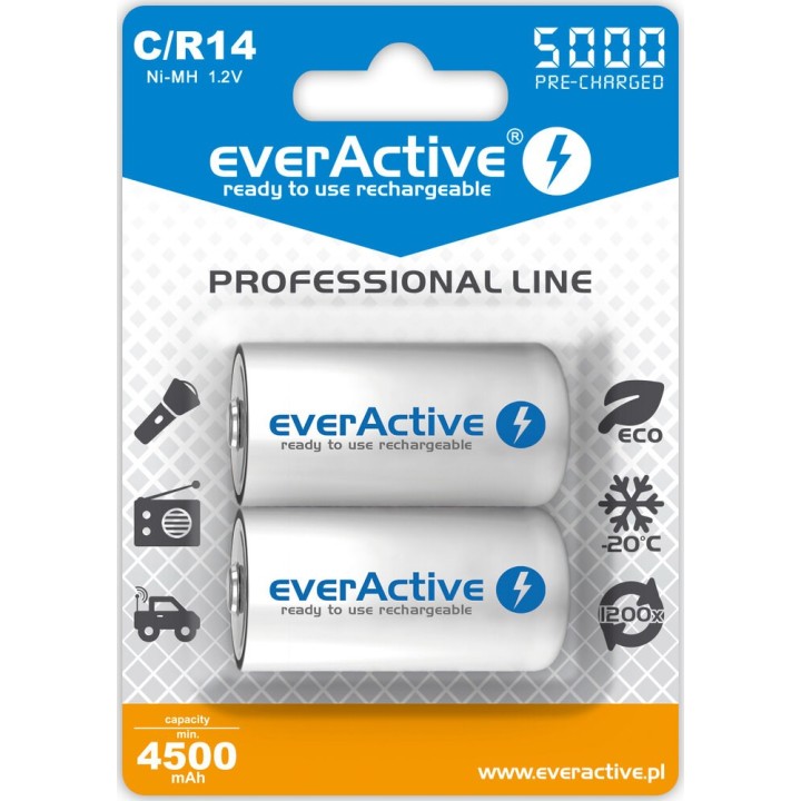 Batterie ricaricabili everActive Ni-MH R14 C 5000 mAh Professional Line