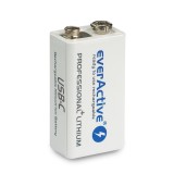 Batteria ricaricabile everActive 6F22/9V Li-ion 550 mAh con USB TYPE C