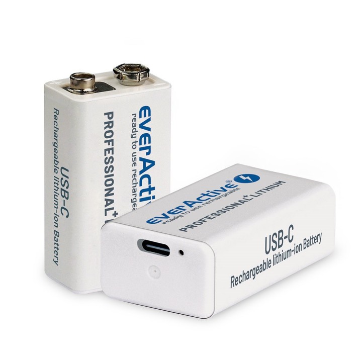 Batteria ricaricabile everActive 6F22/9V Li-ion 550 mAh con USB TYPE C