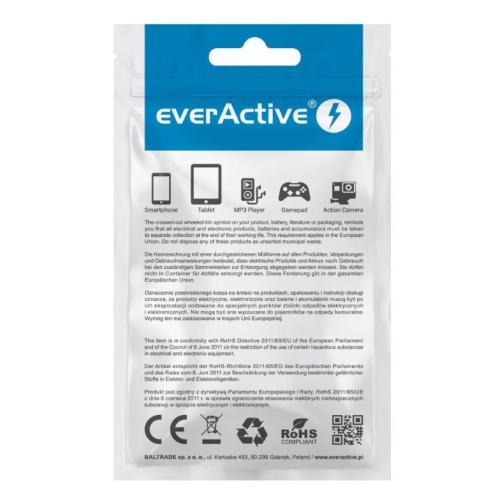 everActive Cavo USB-C 1m - Intrecciato nero ricarica veloce 3A - CBB-1CB