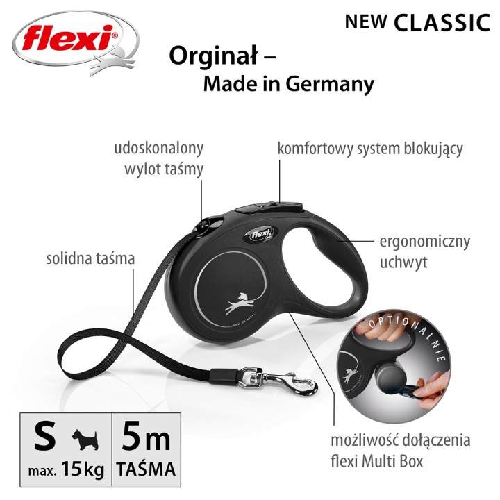 Flexi Guinzaglio retrattile per cani New CLASSIC 5 m nero