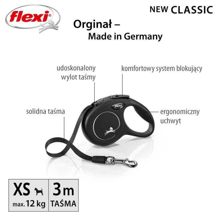 Flexi Guinzaglio retrattile per cani New Classic Cat XS 3 m