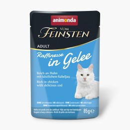ANIMONDA Vom Feinsten Adult Raffinesse in gelatina ricco di pollo con merluzzo - cibo umido per gatti - 85 g