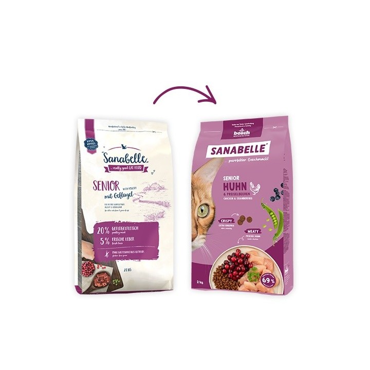 BOSCH Sanabelle Life Senior pollo e mirtilli rossi - cibo secco per gatti - 8kg