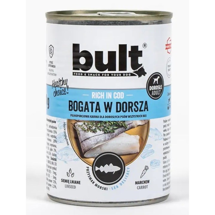 BULT Ricco di merluzzo - Cibo umido per cani - 800 g