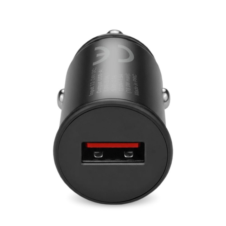Caricabatterie auto 1 X USB QC3.0 18W nero + cavo USB-C 1m