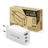 Caricabatterie GaN 1 x USB 2 x USB-C Quick Charge 4+ 65W bianco