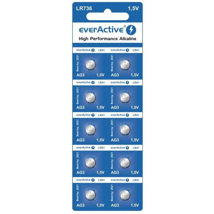 Mini batterie alcaline everActive G3 LR736 LR41 10 pezzi