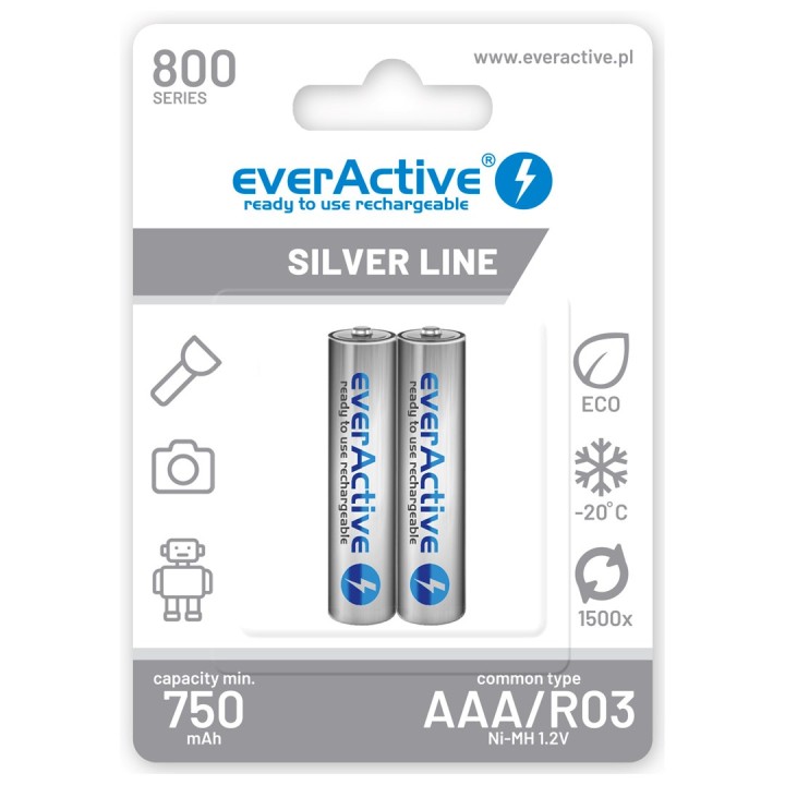 Batterie ricaricabili everActive Ni-MH R03 AAA 800 mAh Silver Line - 2 pezzi
