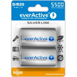 Batterie ricaricabili everActive R20/D Ni-MH 5500 mAh pronte all'uso