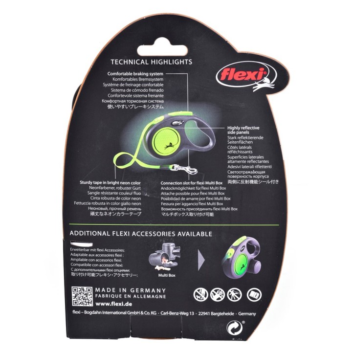 FLEXI Guinzaglio retrattile New Neon M - 5 m
