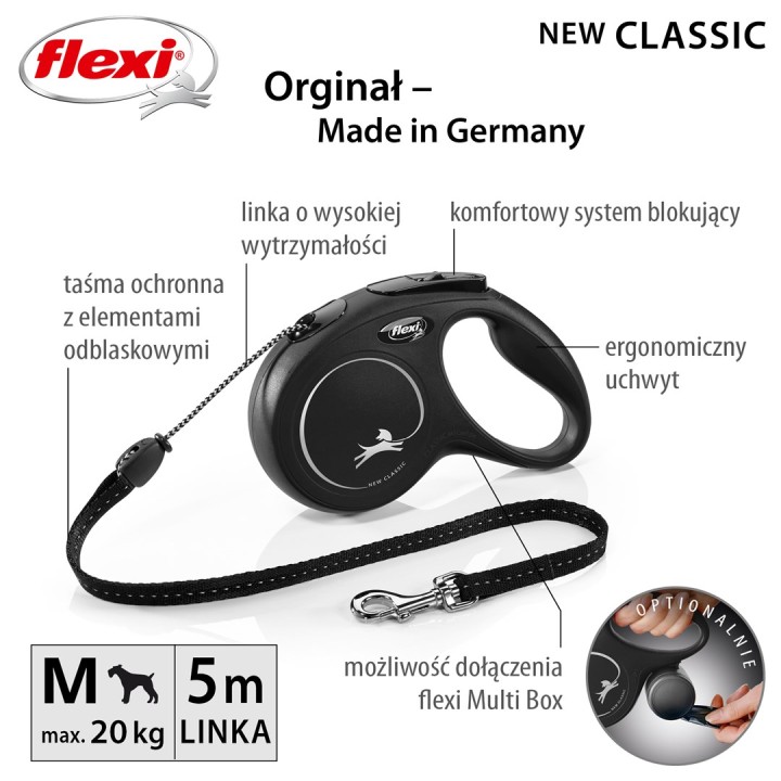 Flexi Guinzaglio retrattile per cani New CLASSIC 5 m nero