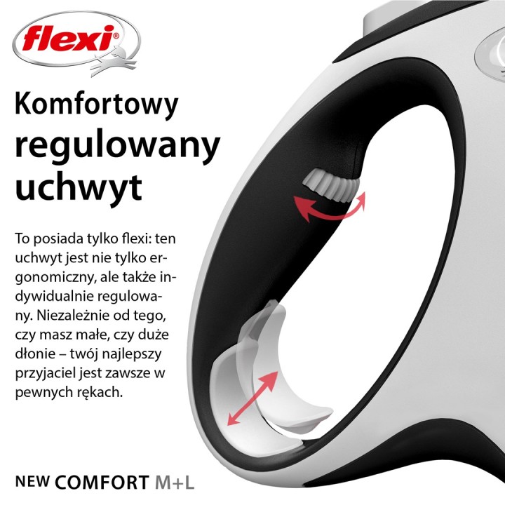 Flexi New COMFORT 8 m nero grigio guinzaglio retrattile per cani