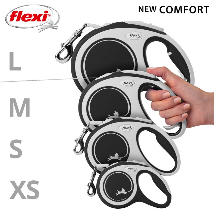 Flexi New COMFORT 8 m nero grigio guinzaglio retrattile per cani