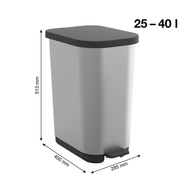 ROTHO Ribo Silver - bidone a pedale – 35l