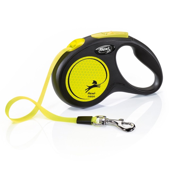 Flexi Guinzaglio retrattile per cani New NEON 5 m nero giallo