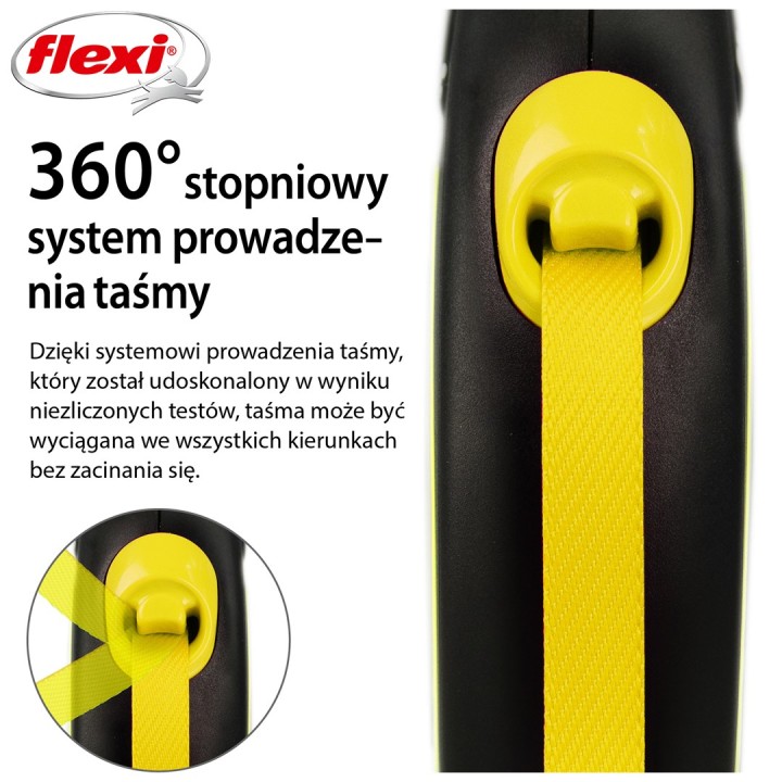 Flexi Guinzaglio retrattile per cani New NEON 5 m nero giallo
