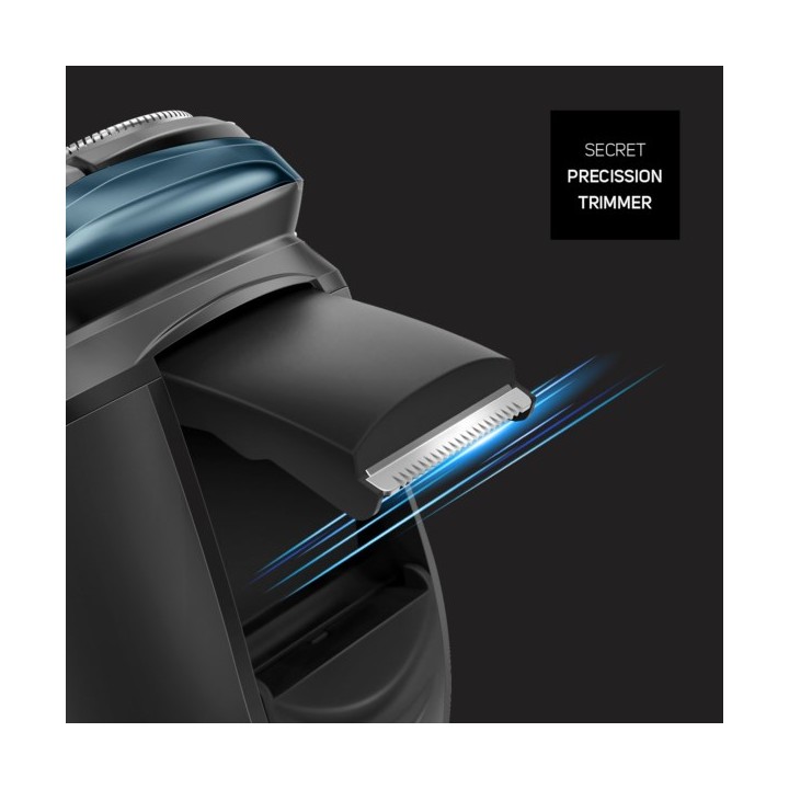 Taurus 3 Side Shave IPX7 Rasoio rotante Trimmer Nero Blu