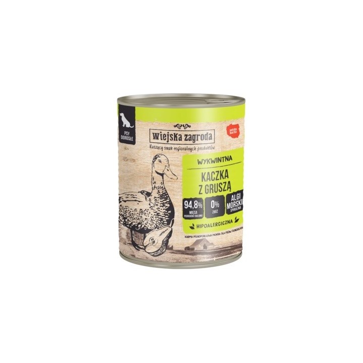 WIEJSKA ZAGRODA Anatra con pera - cibo umido per cani - 800g