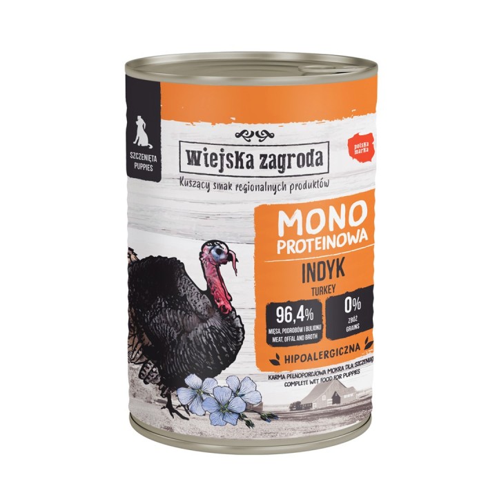 WIEJSKA ZAGRODA Puppies Monoprotein Tacchino - cibo umido per cani - 400g