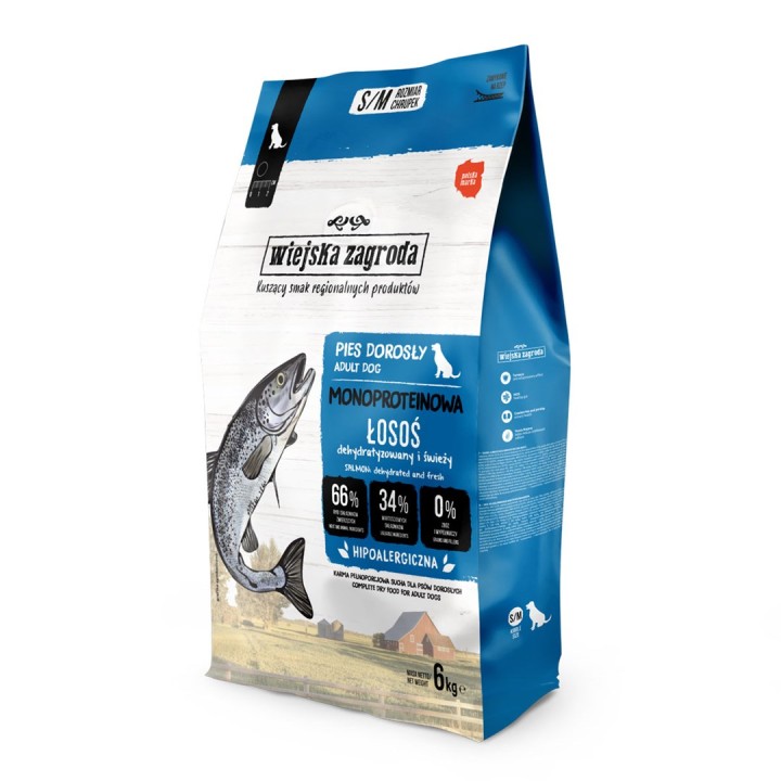 WIEJSKA ZAGRODA Monoprotein Salmone - cibo secco per cani - 6kg