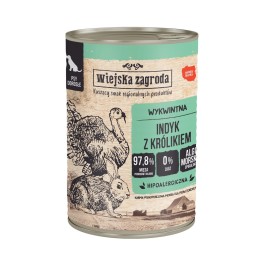 WIEJSKA ZAGRODA Tacchino con coniglio - cibo umido per cani - 400g