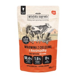 WIEJSKA ZAGRODA Manzo con vitello e catnip – cibo umido per gatti – 100g