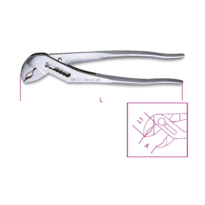 Beta 1048INOX 250 Pinza regolabile cerniera chiusa in acciaio inossidabile 010480325