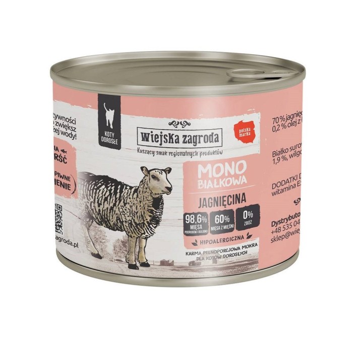 WIEJSKA ZAGRODA Agnello monoprotein cibo umido per gatti - 200g