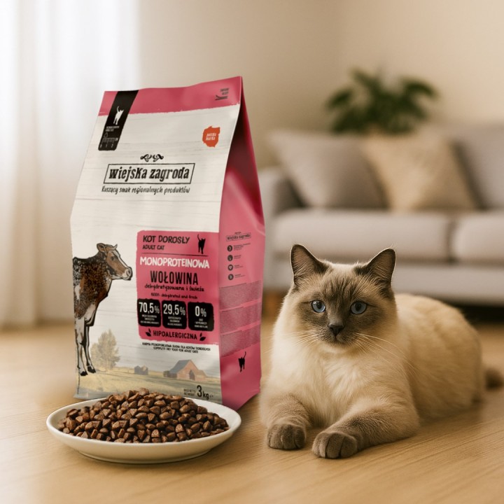WIEJSKA ZAGRODA Monoprotein Manzo - cibo secco per gatti - 3kg