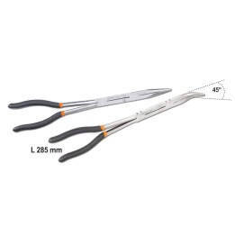 Beta 1009L/DP-S2 Serie di 2 pinze a becchi mezzotondi lunghissimi zigrinati con doppio snodo 010090060