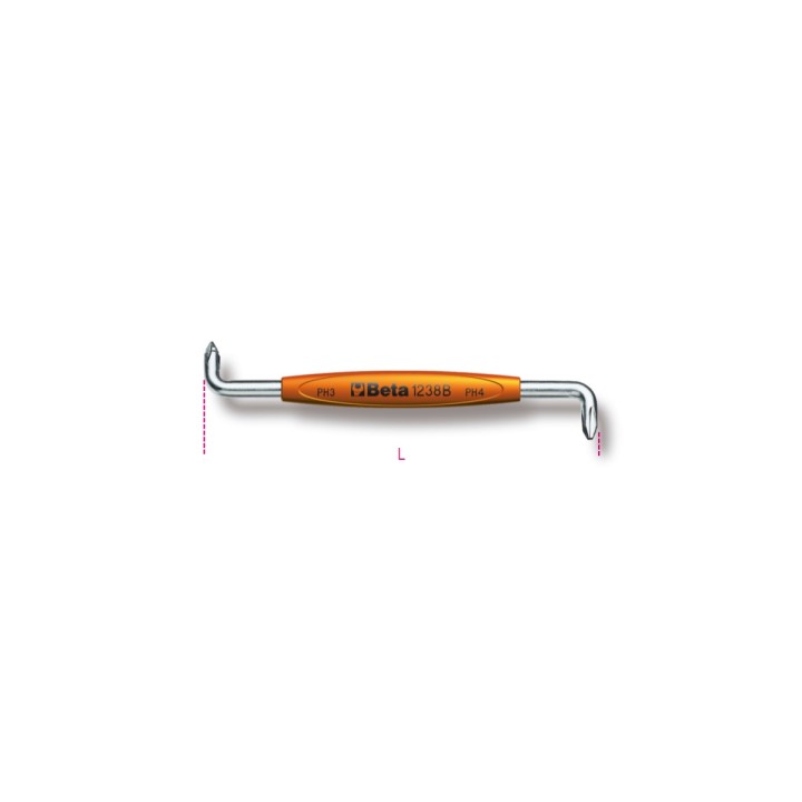 Beta 1238B 1-2 Giravite a squadra per viti con impronta a croce Phillips® cromati 012380201