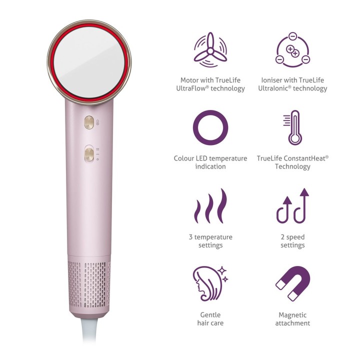 TrueLife HairDryer D6 asciugacapelli 1600 W rosa