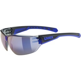 UVEX Equate occhiali ciclismo nero/blu opaco/specchiato blu