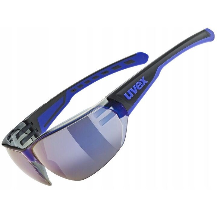 UVEX Equate occhiali ciclismo nero/blu opaco/specchiato blu