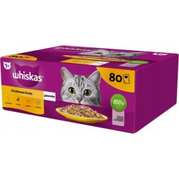 WHISKAS Festino di pollame in gelatina – cibo umido per gatti – 80x85g