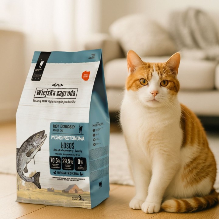WIEJSKA ZAGRODA Monoprotein Salmone - cibo secco per gatti - 3kg