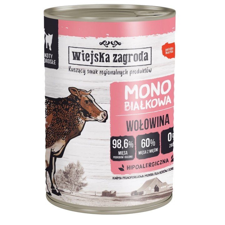 WIEJSKA ZAGRODA Monoprotein Manzo - cibo umido per gatti - 400g