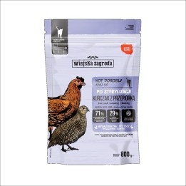 WIEJSKA ZAGRODA Sterilised pollo con quaglia - cibo secco per gatti - 800g