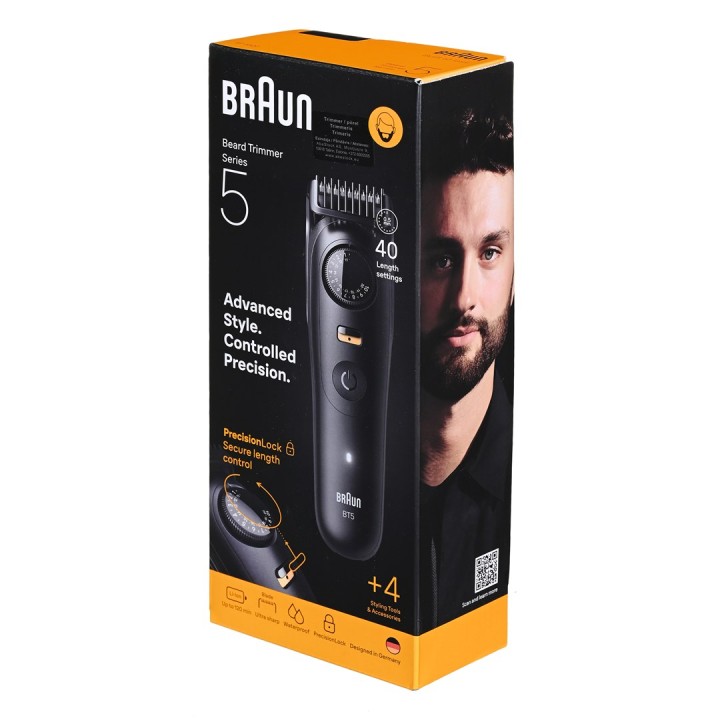 Braun BeardTrimmer 9 BT5520 Trimmer per barba Batteria 40 2 cm Bagnato & Asciutto nero