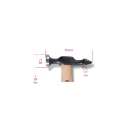 Beta 1359 T Martello con testa tonda convessa e penna orizzontale manico in legno 013590010