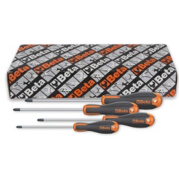 Beta 1209E/PZ-S4 Serie di 4 giravite per viti con impronta a croce Pozidriv(R)-Supadriv(R) (art. 1209E/PZ) 012091204